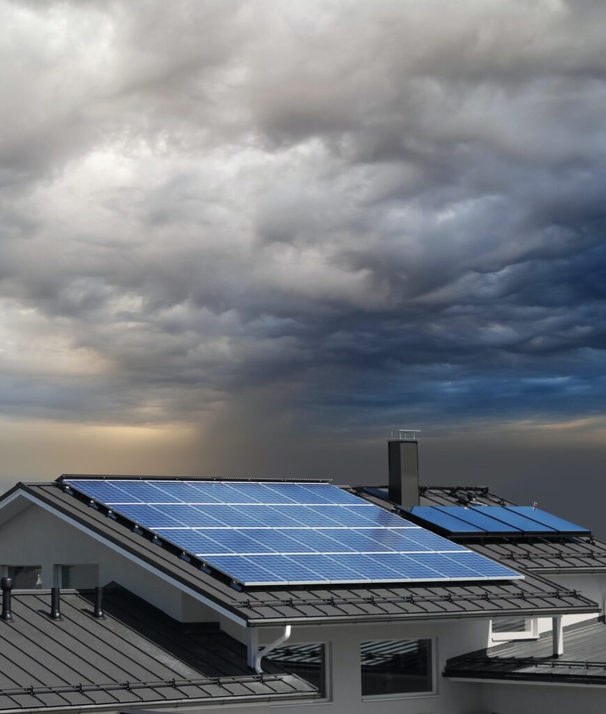 Solar panels on house rooftop